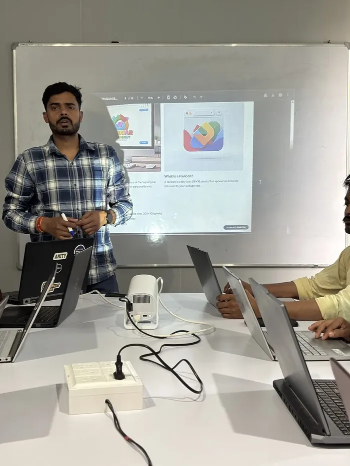 Trainer Aryan Rai providing 1-on-1 practical guidance to a student at Digi Vidyarthi Varanasi
